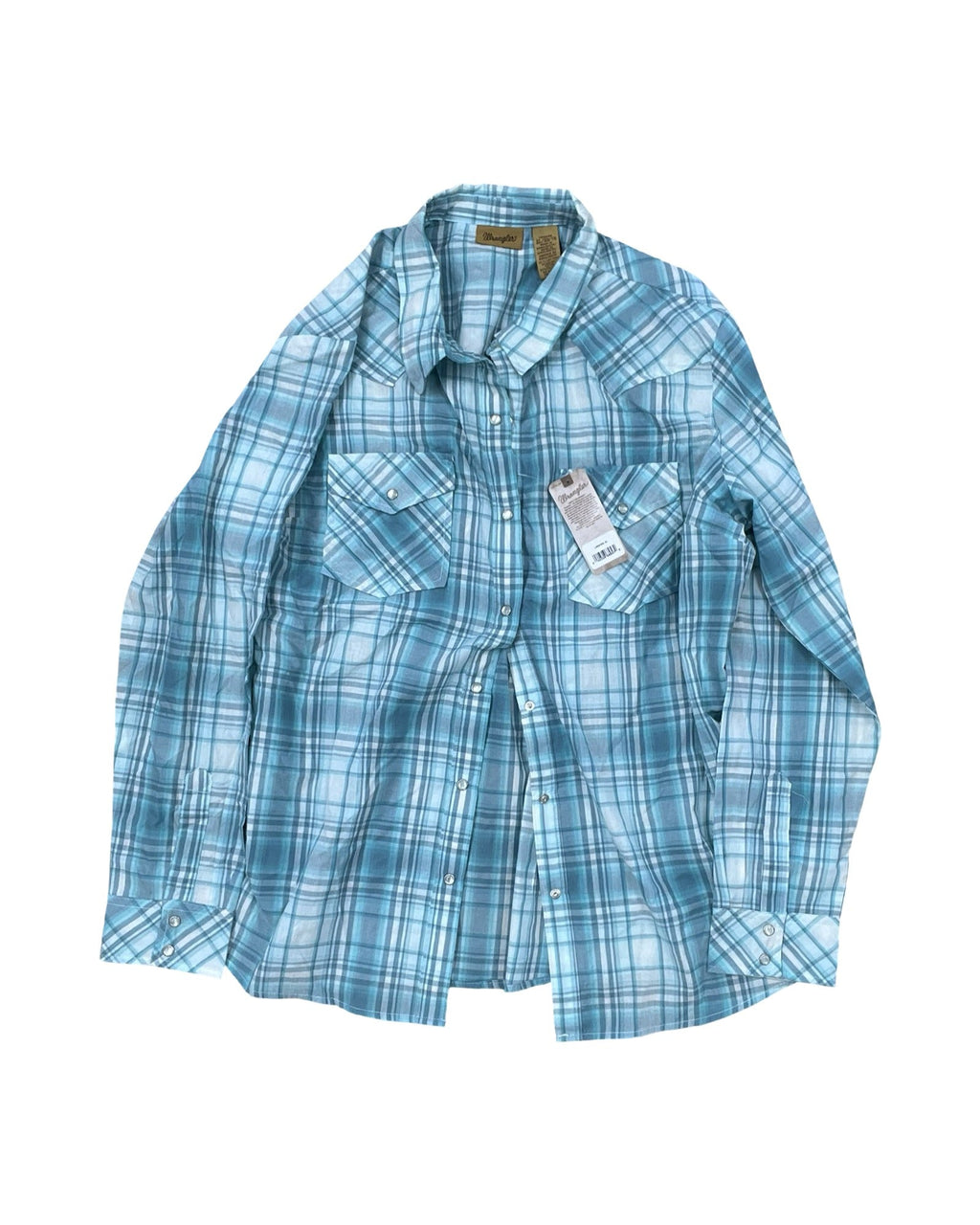 Blouse Ls By Wrangler In Aqua, Size:Xl