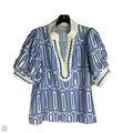 Top Short Sleeve By Cmc In Blue & Cream, Size: M