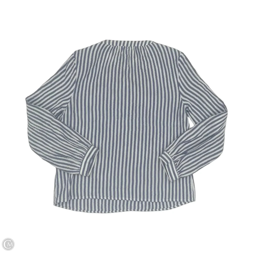 Blouse Long Sleeve By Universal Thread In Blue & White, Size: S