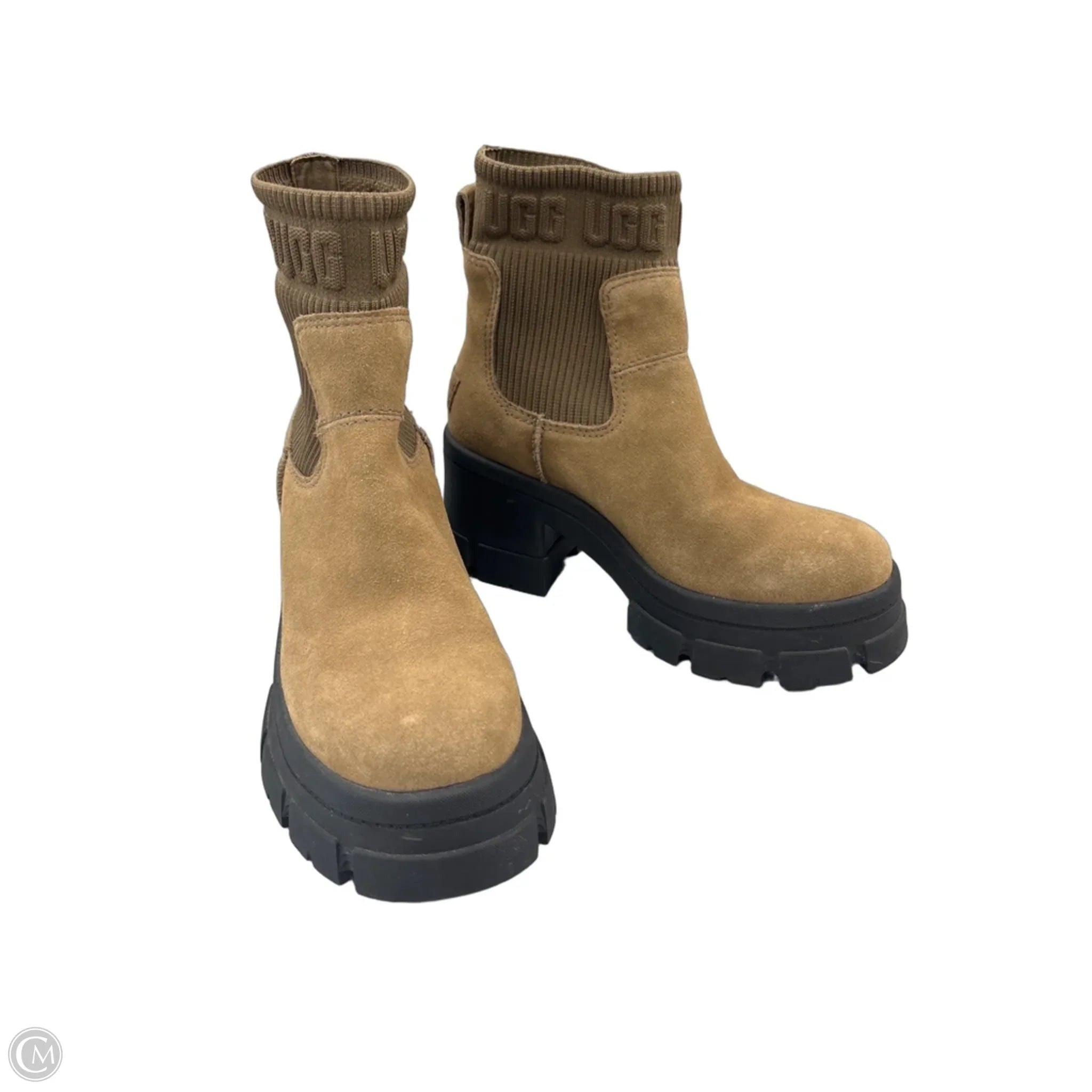 Boots Designer By Ugg In Black & Brown, Size: 8