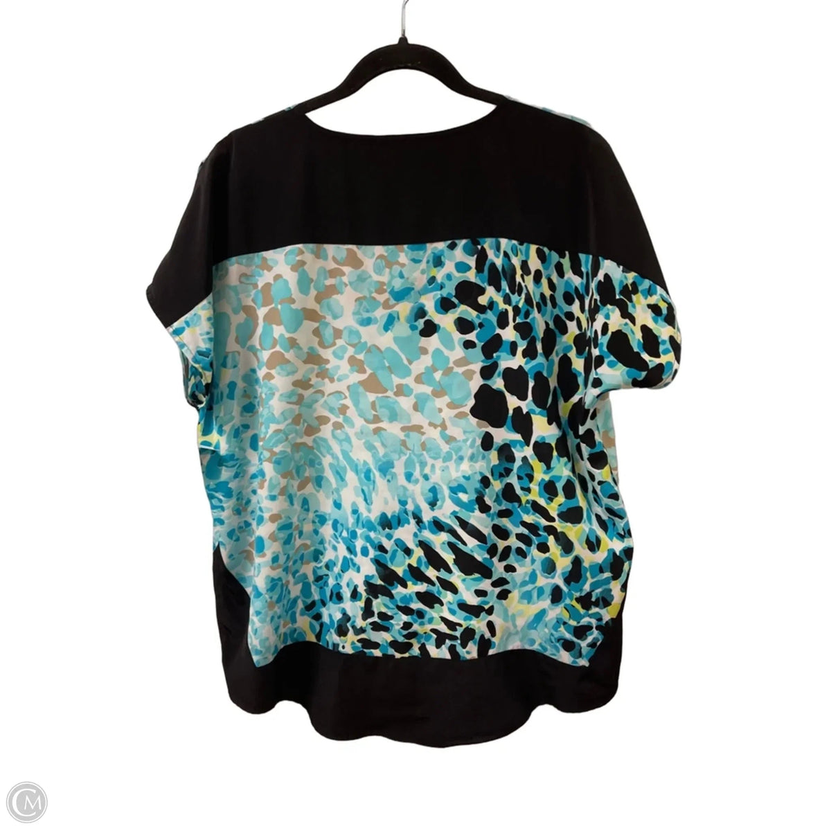 Top Short Sleeve By Dana Buchman In Black & Blue, Size: L