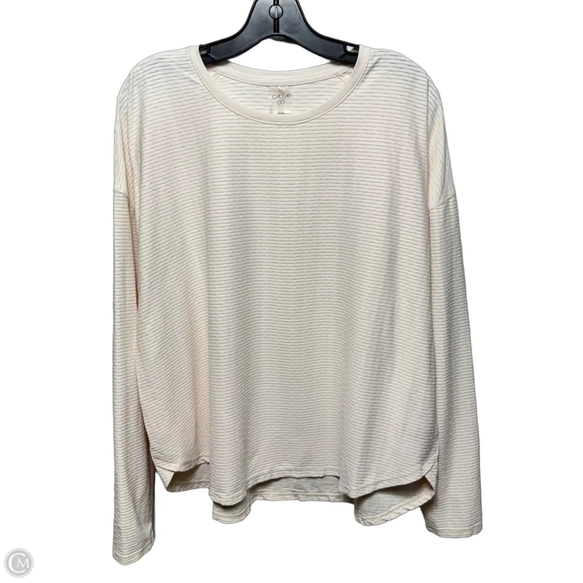 Textured Athletic Top Long Sleeve Crewneck By Calia In Peach, Size: Xxl