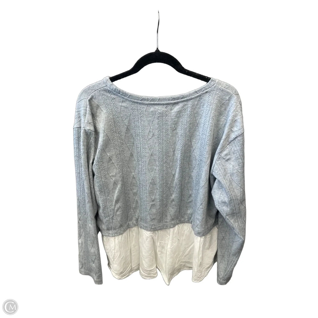 Top Long Sleeve By Maurices In Grey & White, Size: Xxl