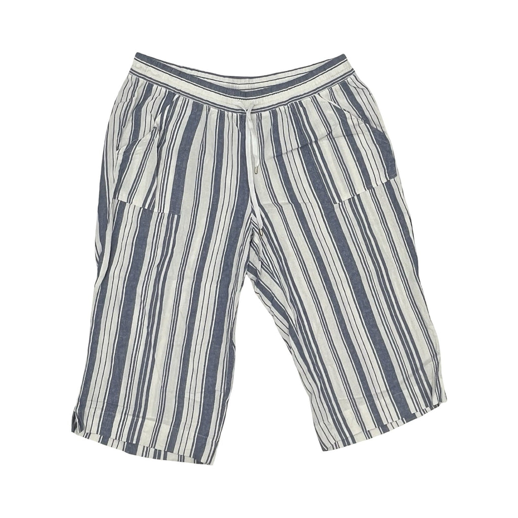 Pants Cropped By Clothes Mentor In Blue & White, Size:2X