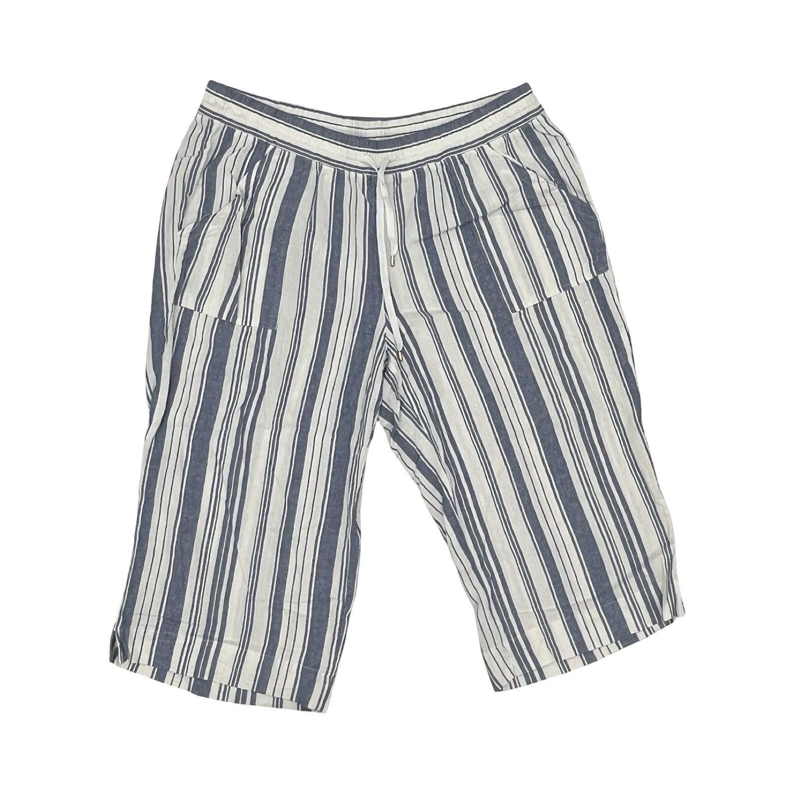 Pants Cropped By Clothes Mentor In Blue & White, Size:2X