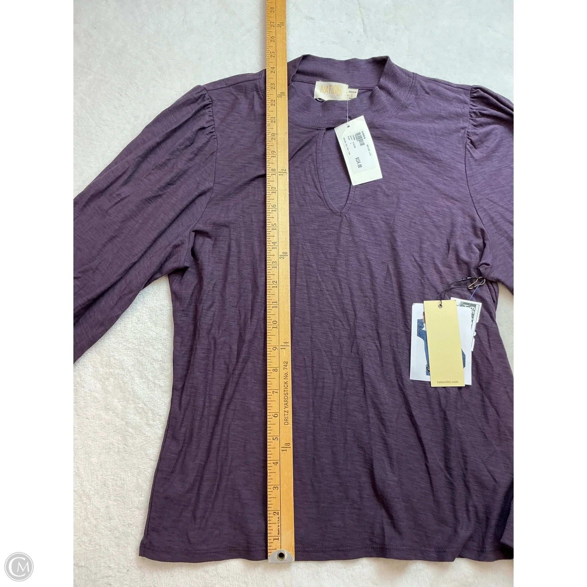 Top Long Sleeve By Nation In Paisley Print, Size: L