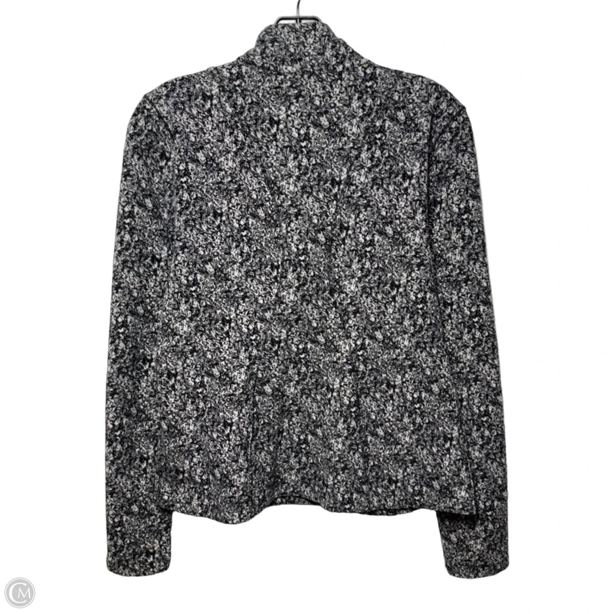 Fleece Athletic Top Long Sleeve Collar By Spyder In Black & White, Size: M