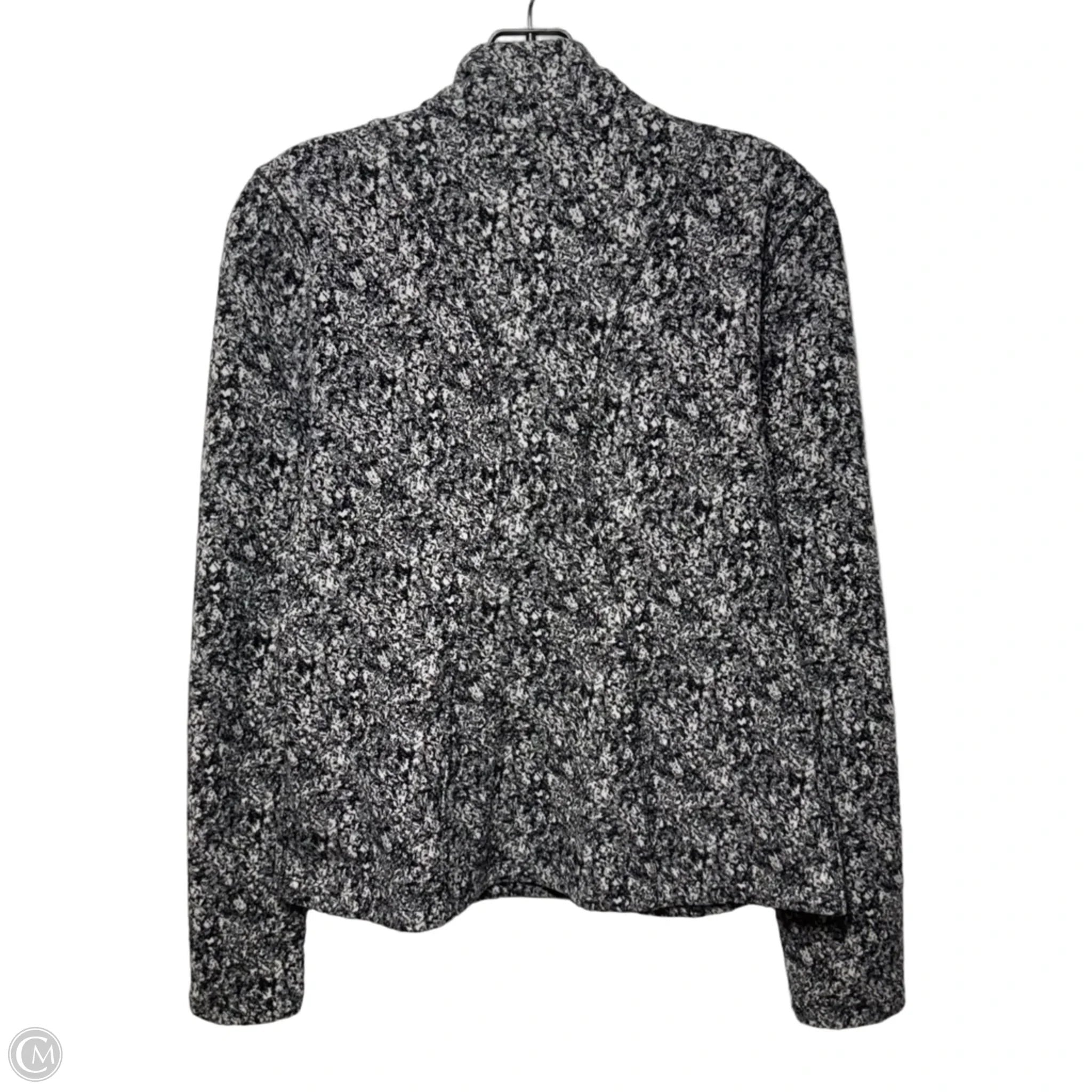 Fleece Athletic Top Long Sleeve Collar By Spyder In Black & White, Size: M