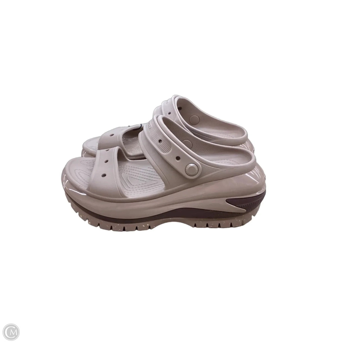 Sandals Heels Platform By Crocs In Brown, Size: 8