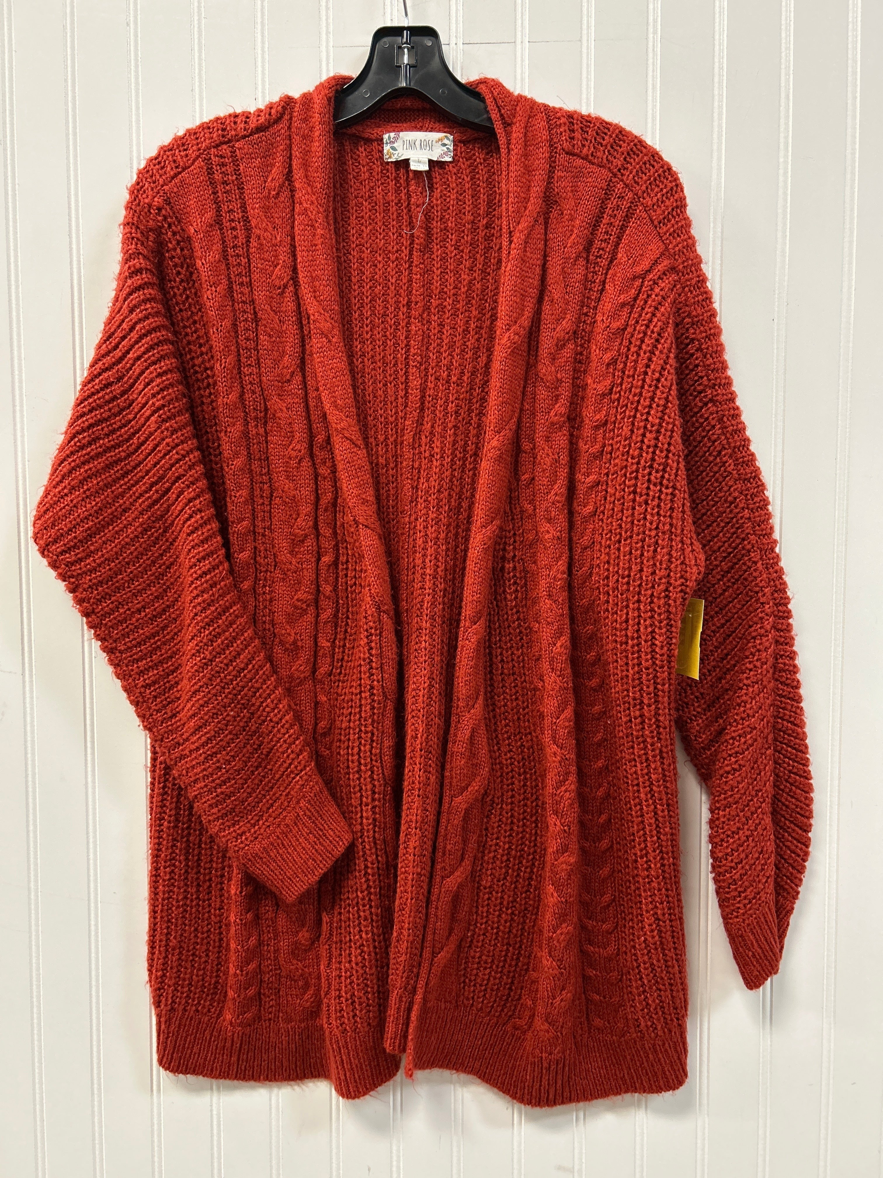 Sweater Cardigan By Pink Rose In Orange, Size:L