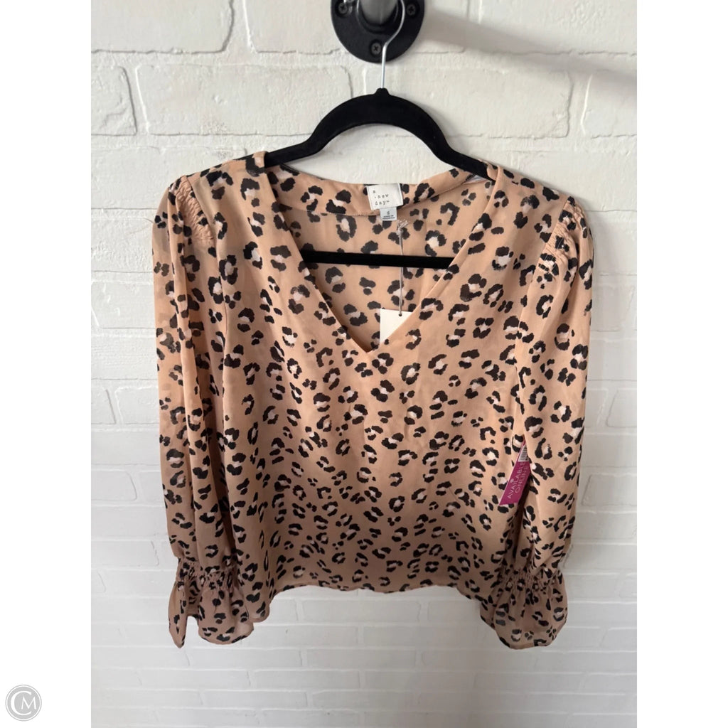 Top Long Sleeve By A New Day In Black & Tan, Size: S