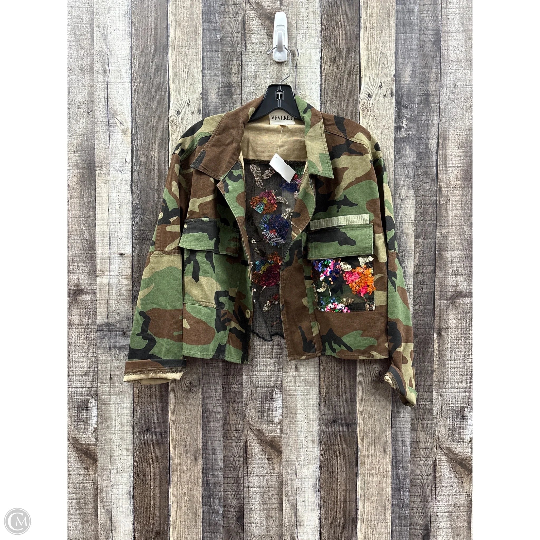 Jacket Denim By Veveret In Camouflage Print, Size: L