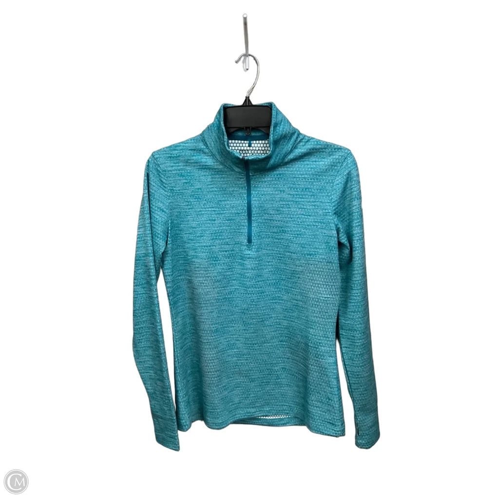 Athletic Top Long Sleeve Collar By Nike Apparel In Teal, Size: M