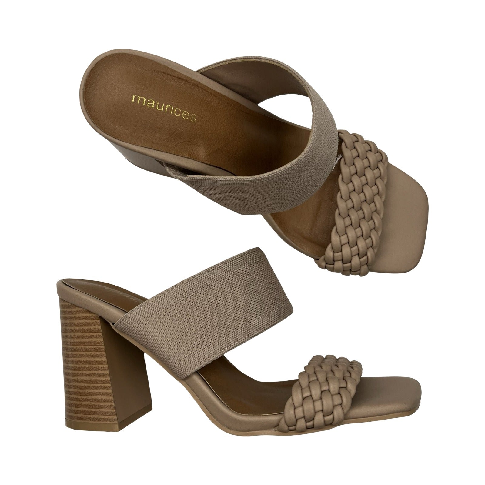 Sandals Heels Block By Maurices In Tan, Size:10