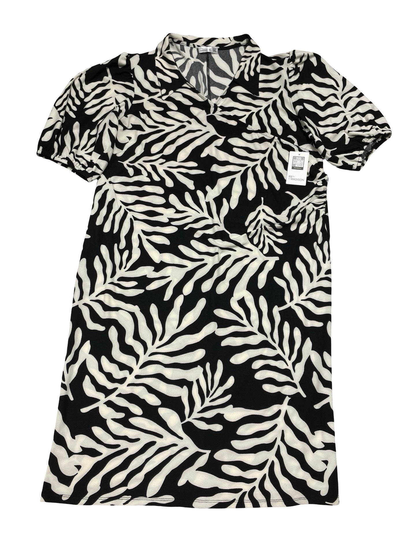 Dress Casual Midi By 89Th And Madison In Black & White, Size:Xl