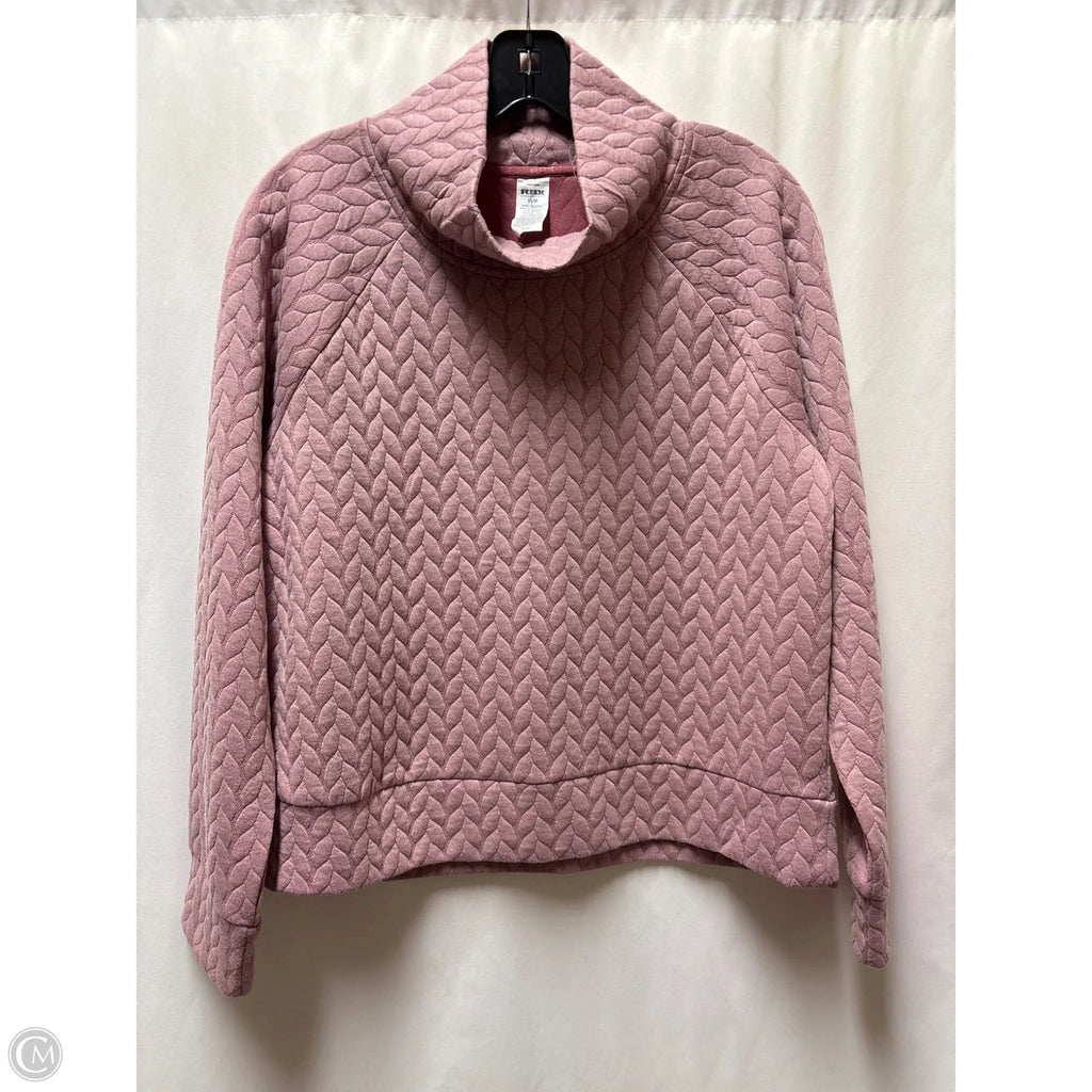 Athletic Top Long Sleeve Collar By Rbx In Pink, Size: M