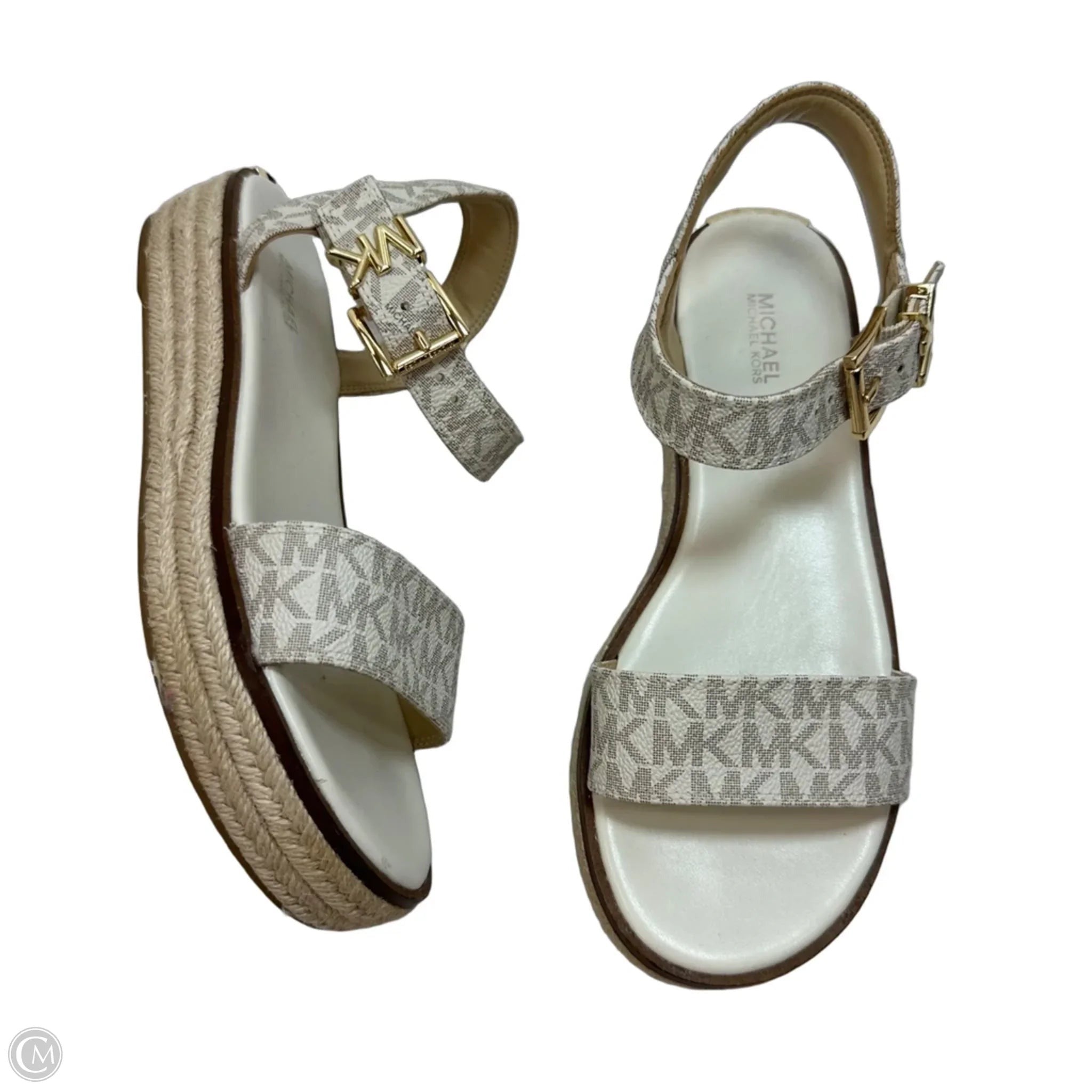 Sandals Flats By Michael By Michael Kors In Ivory, Size: 7