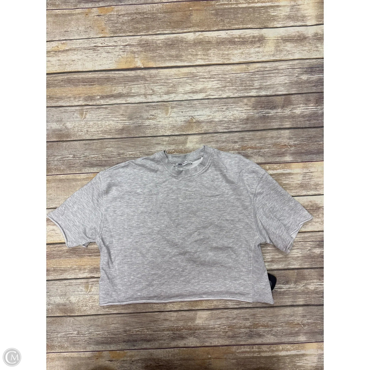 Top Short Sleeve By Zara In Grey, Size: S