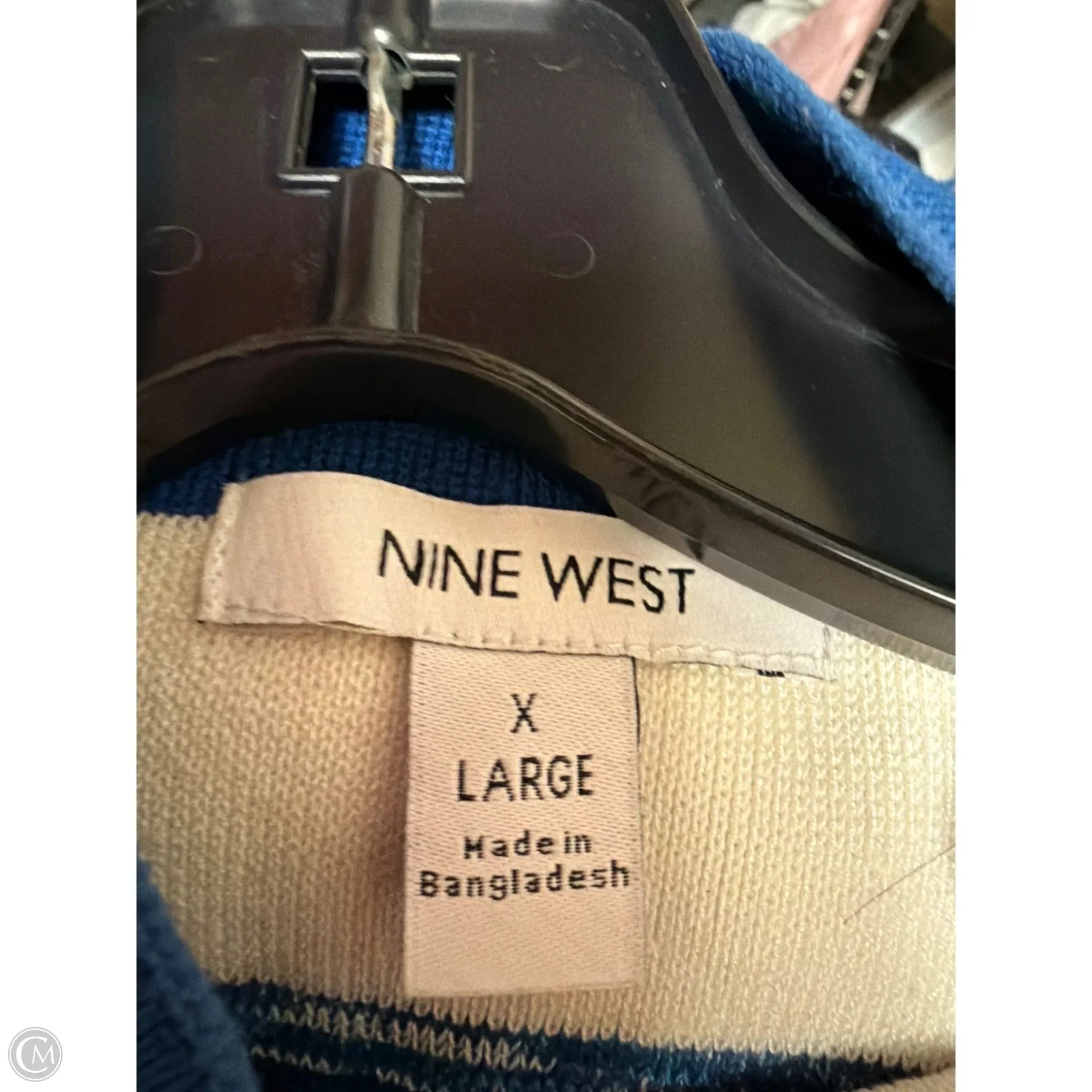 Top Sleeveless By Nine West In Blue & White, Size: Xl
