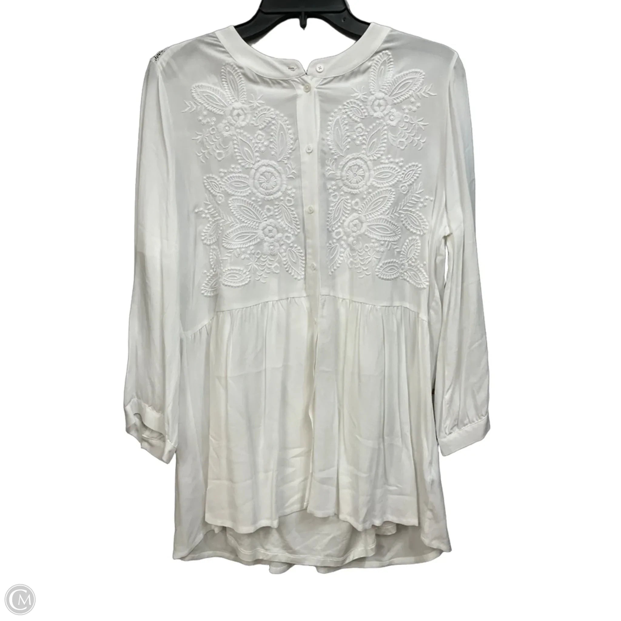 Blouse Long Sleeve By Soft Surroundings In White, Size: M