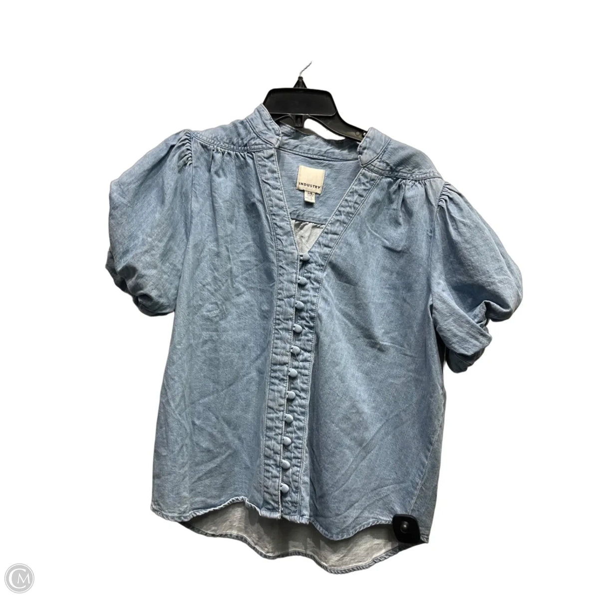 Top Short Sleeve By Industry In Blue Denim, Size: L