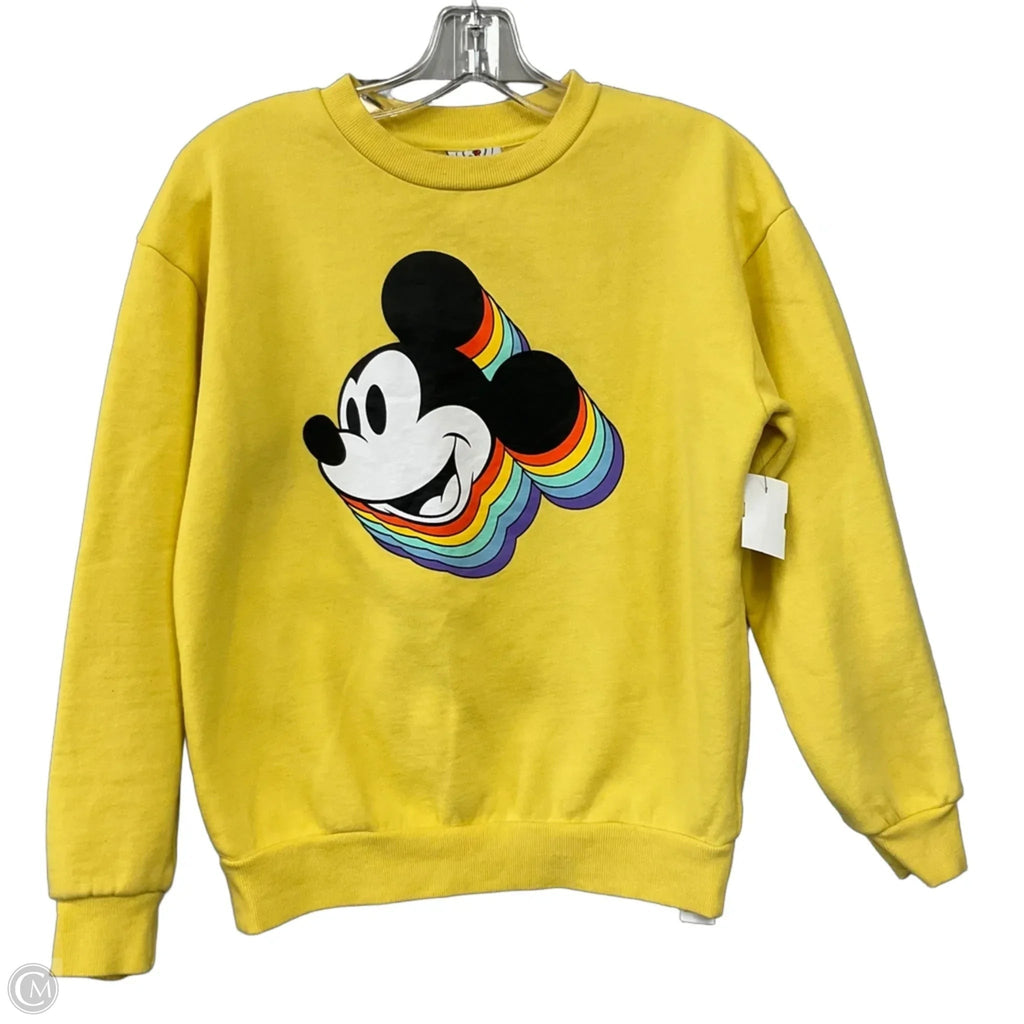 Sweatshirt Crewneck By Disney In Yellow, Size: Xs