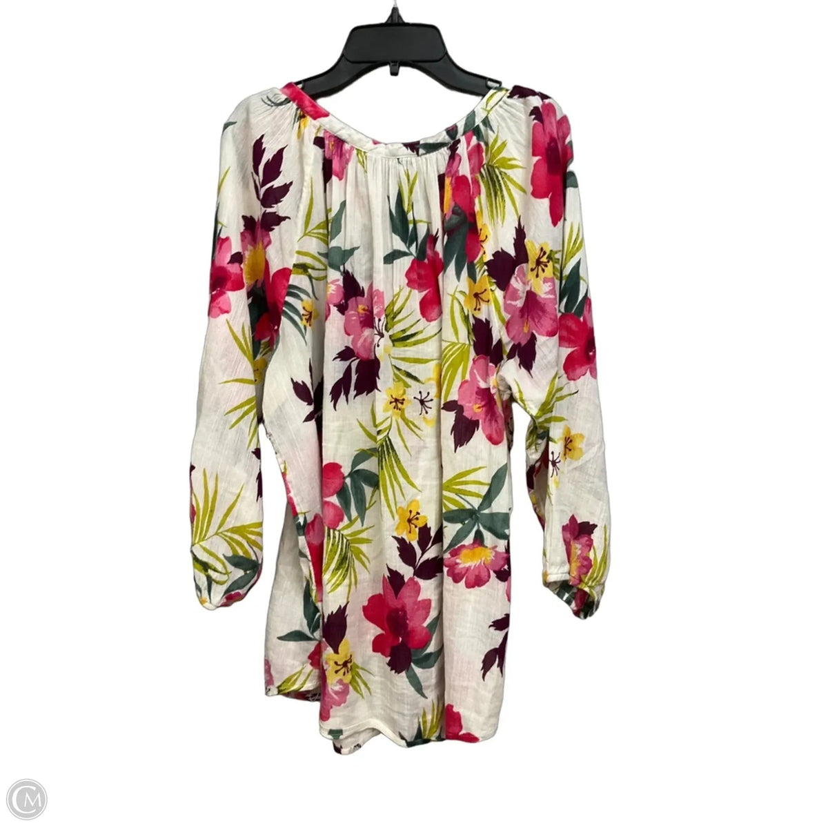 Blouse 3/4 Sleeve By Chaps In Floral Print, Size: L