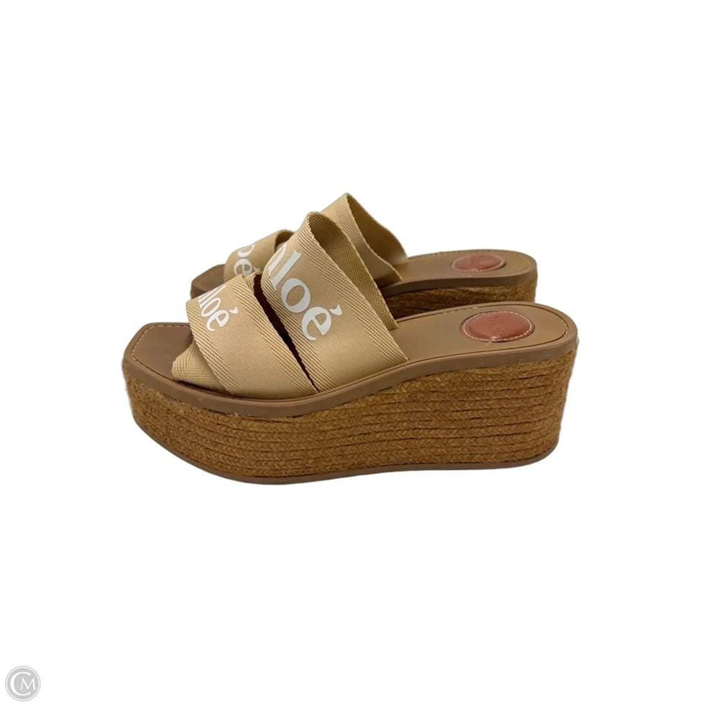 Chloe Woody Wedge Platform Luxury Shoes, Size: 9 (39)