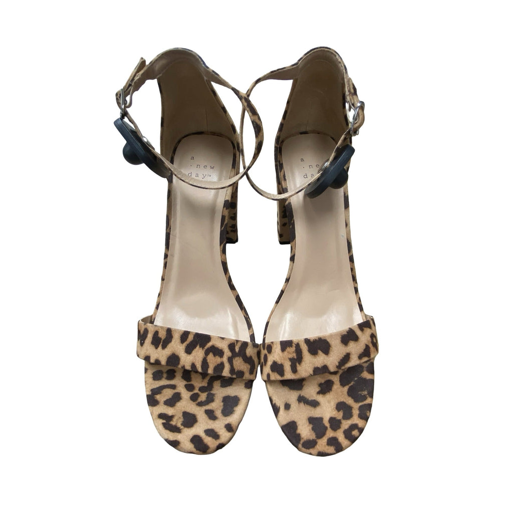 Sandals Heels Block By A New Day In Animal Print, Size:9