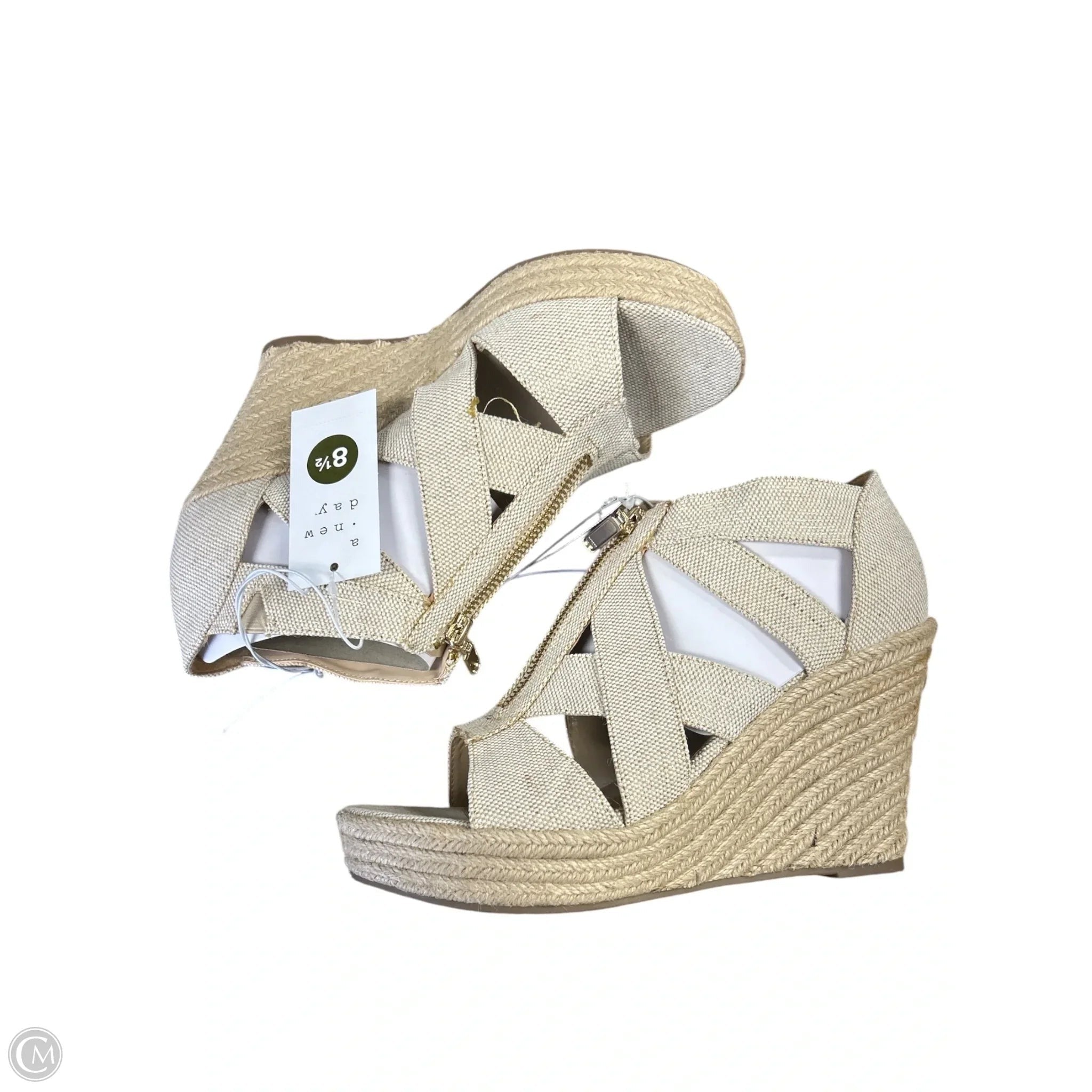 Sandals Heels Wedge By A New Day In Tan, Size: 8.5