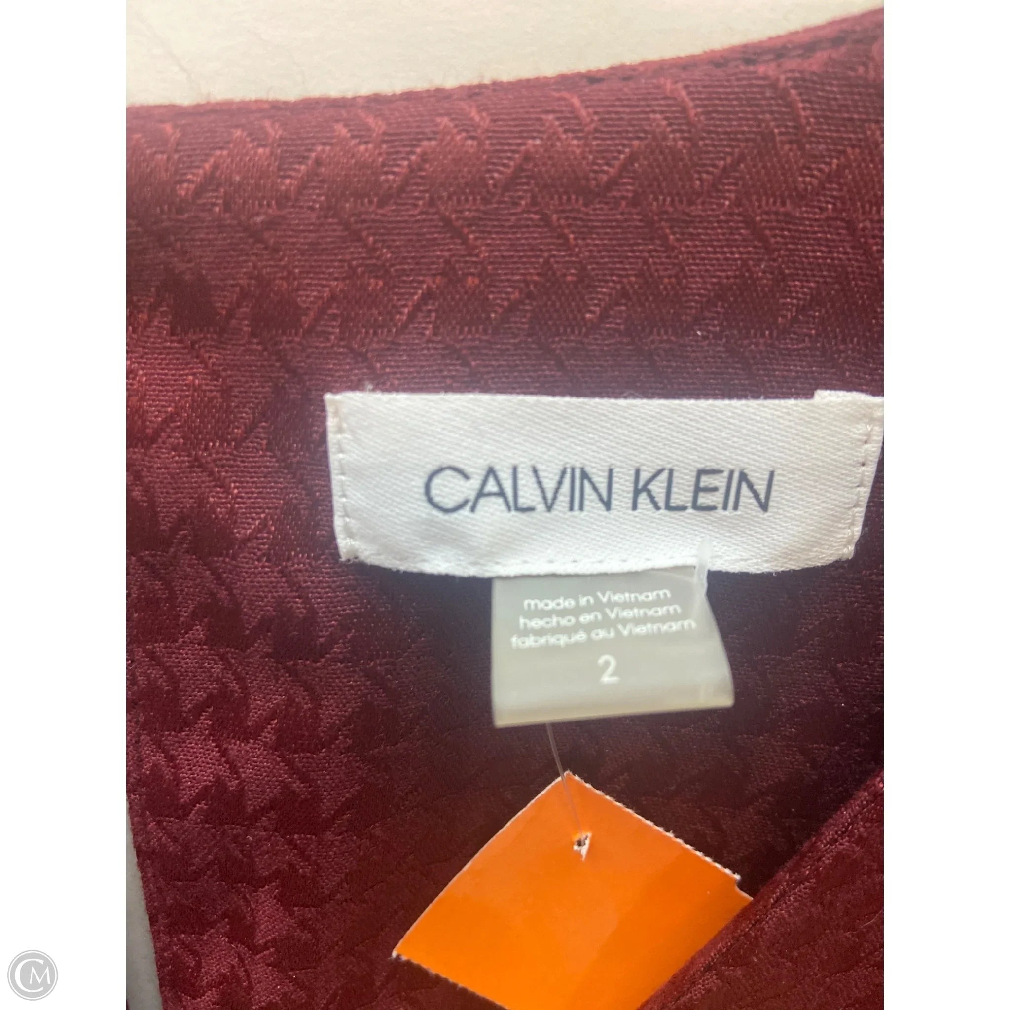 Dress Casual Midi By Calvin Klein In Maroon, Size: Xs