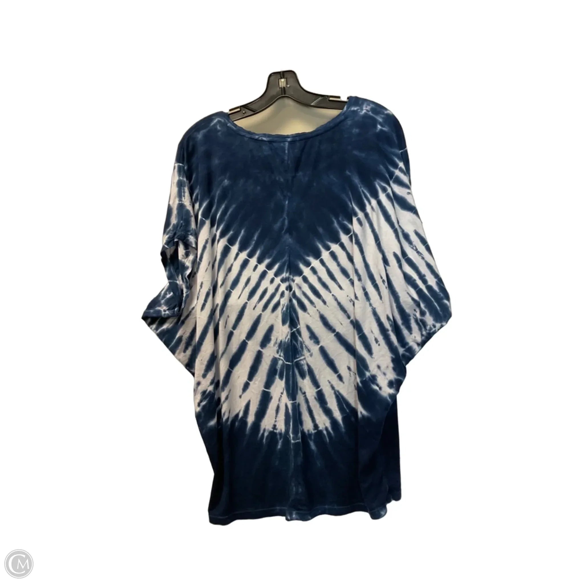 Top Short Sleeve By Wonderly In Blue & White, Size: L