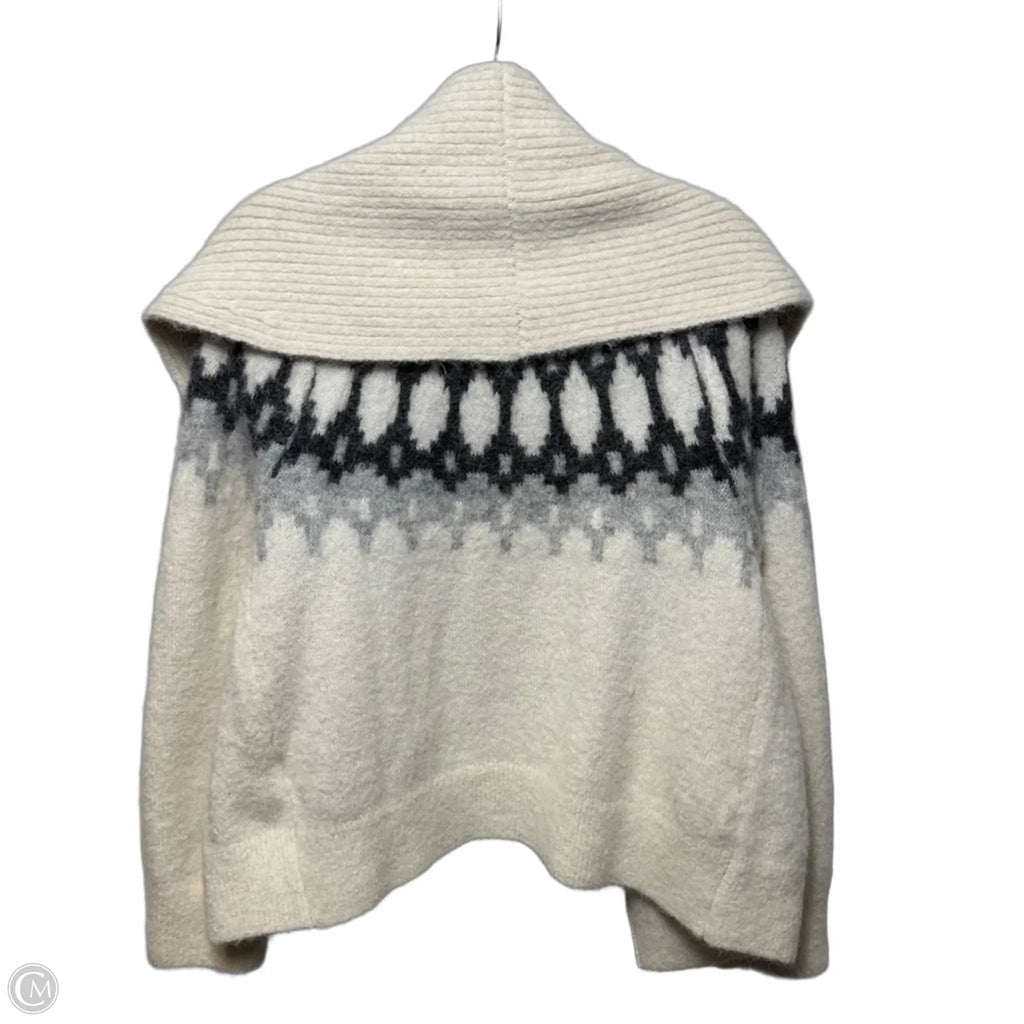 Alpaca Blend Sweater Cardigan By Banana Republic In Cream & Grey, Size: S
