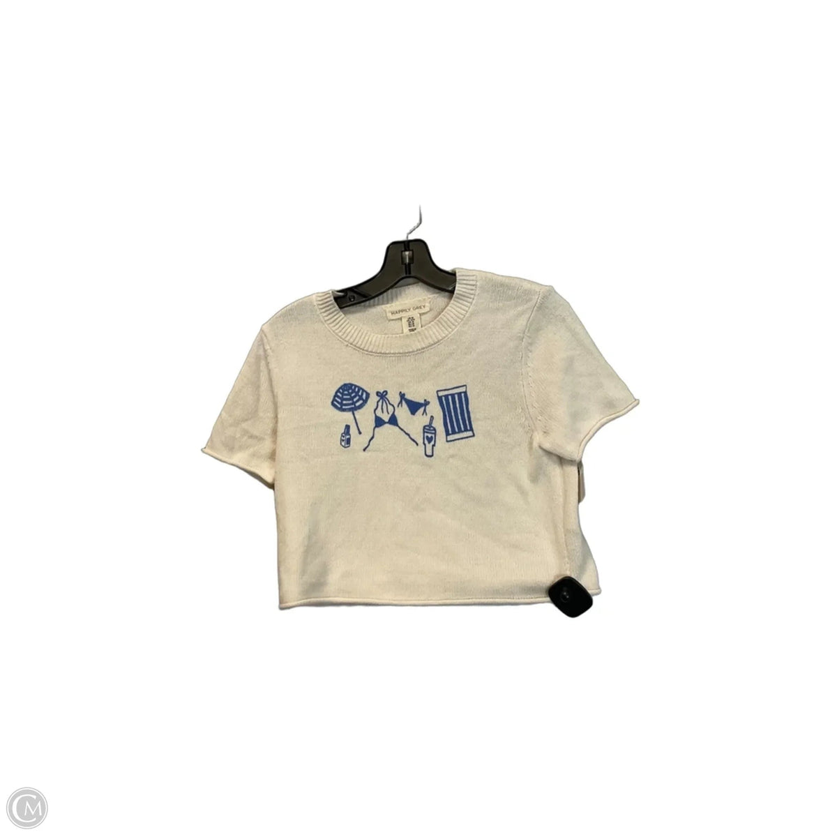 Sweater Short Sleeve By Happily Grey In Cream, Size: M