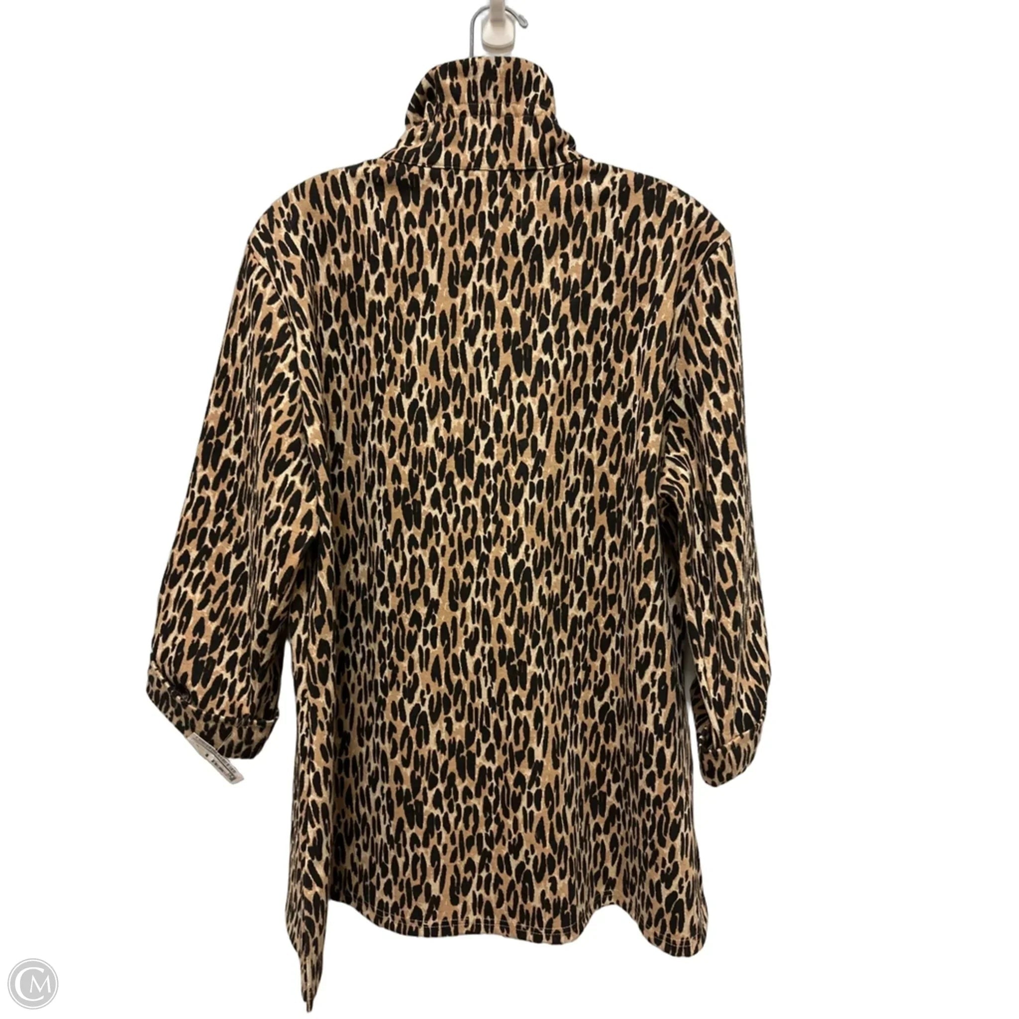 Tunic Long Sleeve By Calessa In Leopard Print, Size: Xl
