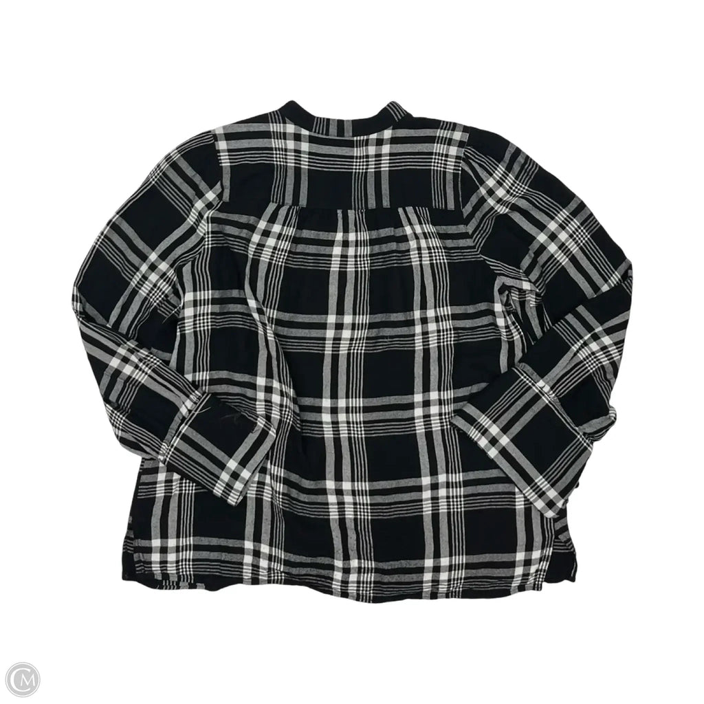 Blouse Long Sleeve By Loft In Black & Cream, Size: S