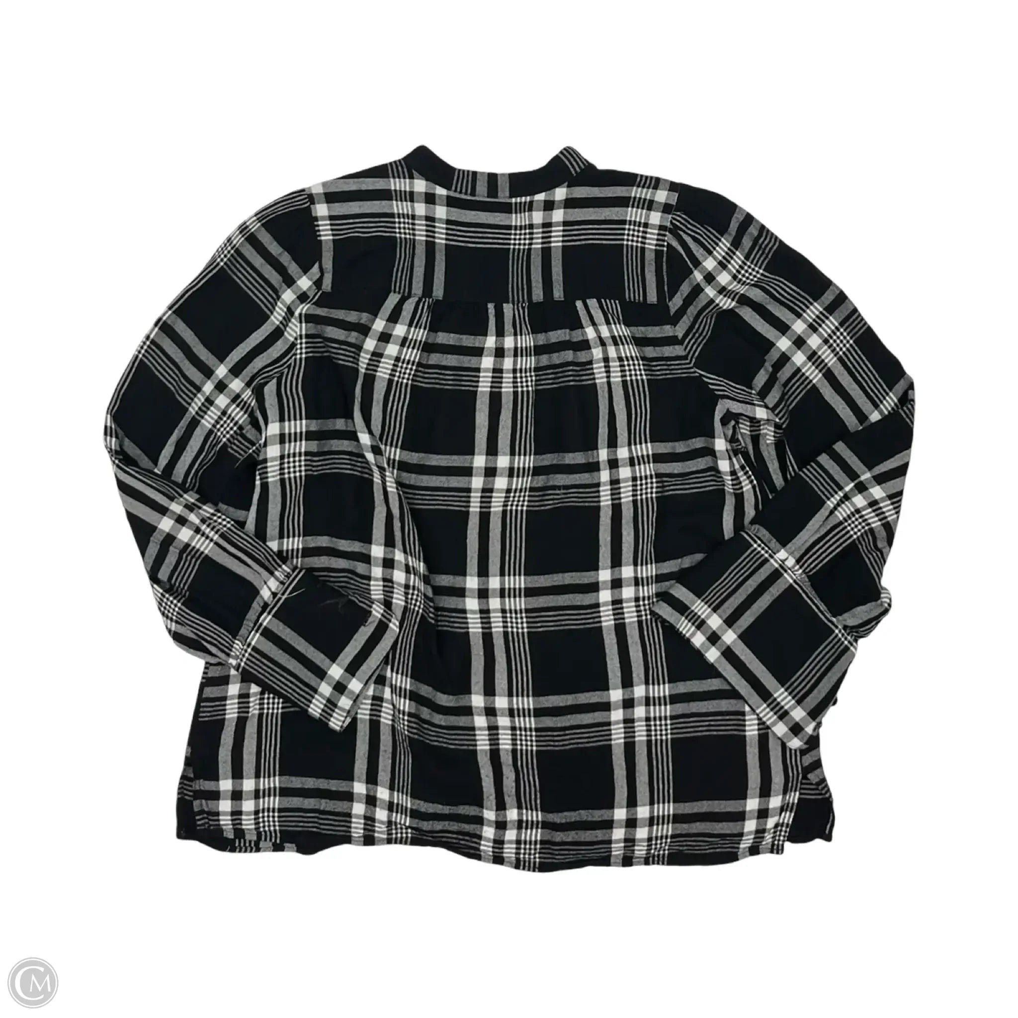 Blouse Long Sleeve By Loft In Black & Cream, Size: S