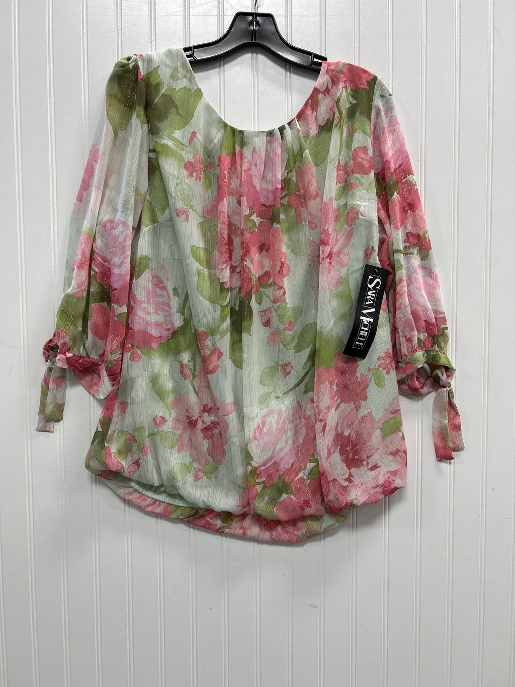 Blouse Ls By Sara Michelle In Floral Print, Size:2X