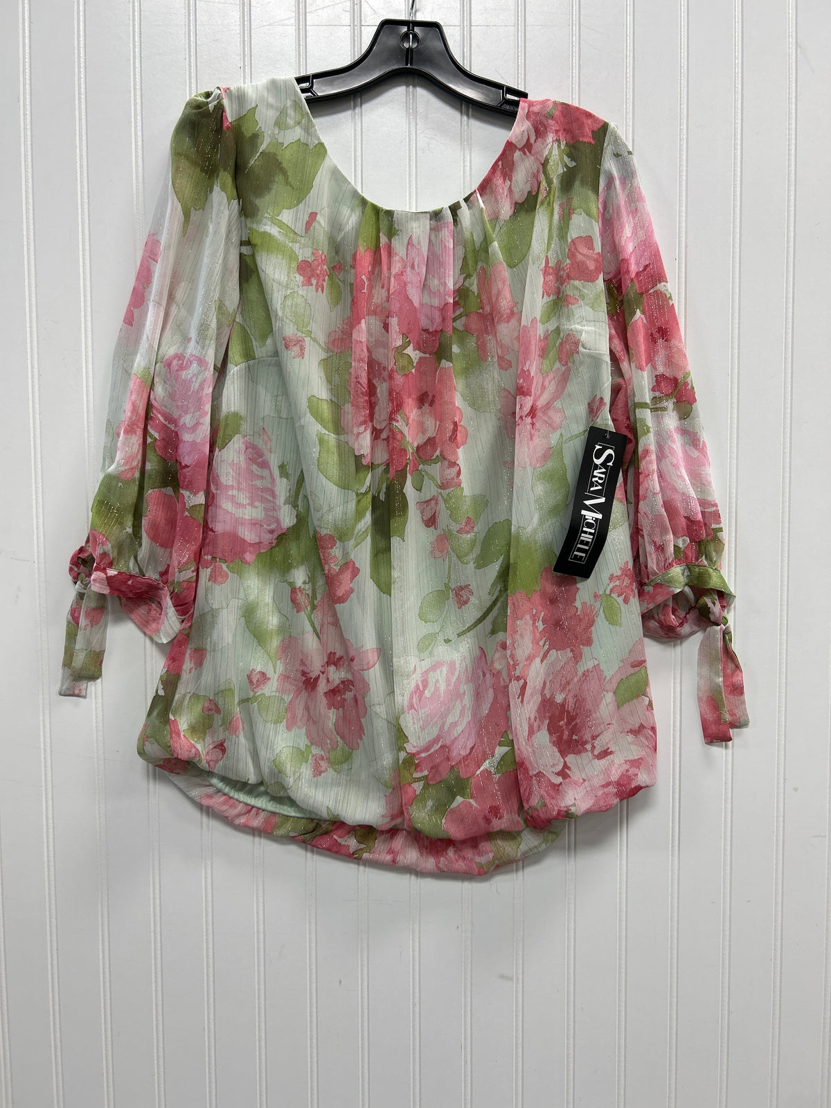 Blouse Ls By Sara Michelle In Floral Print, Size:2X