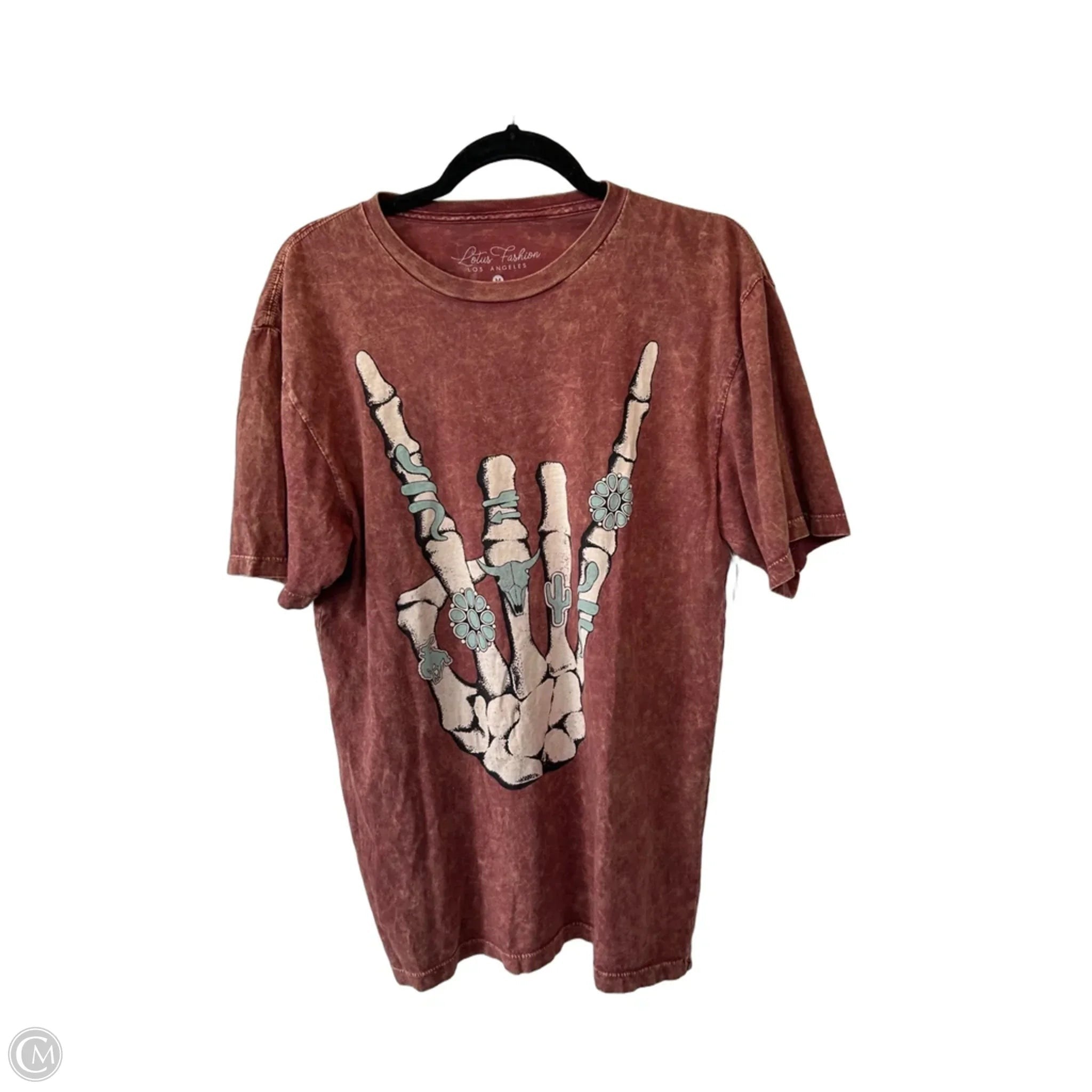 Top Short Sleeve Basic By Clothes Mentor In Red & Tan, Size: M
