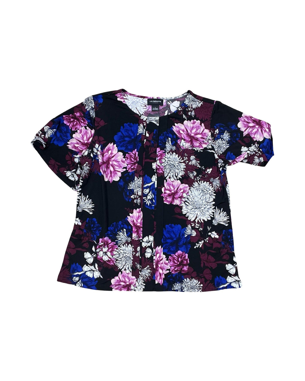 Top Ss By Liz Claiborne In Floral Print, Size:L