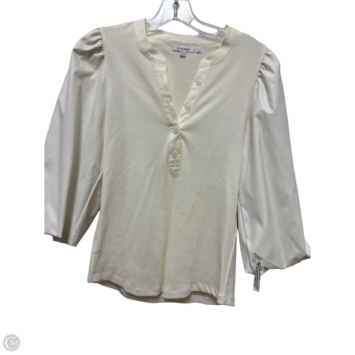 Top Long Sleeve By Chicos In White, Size: M