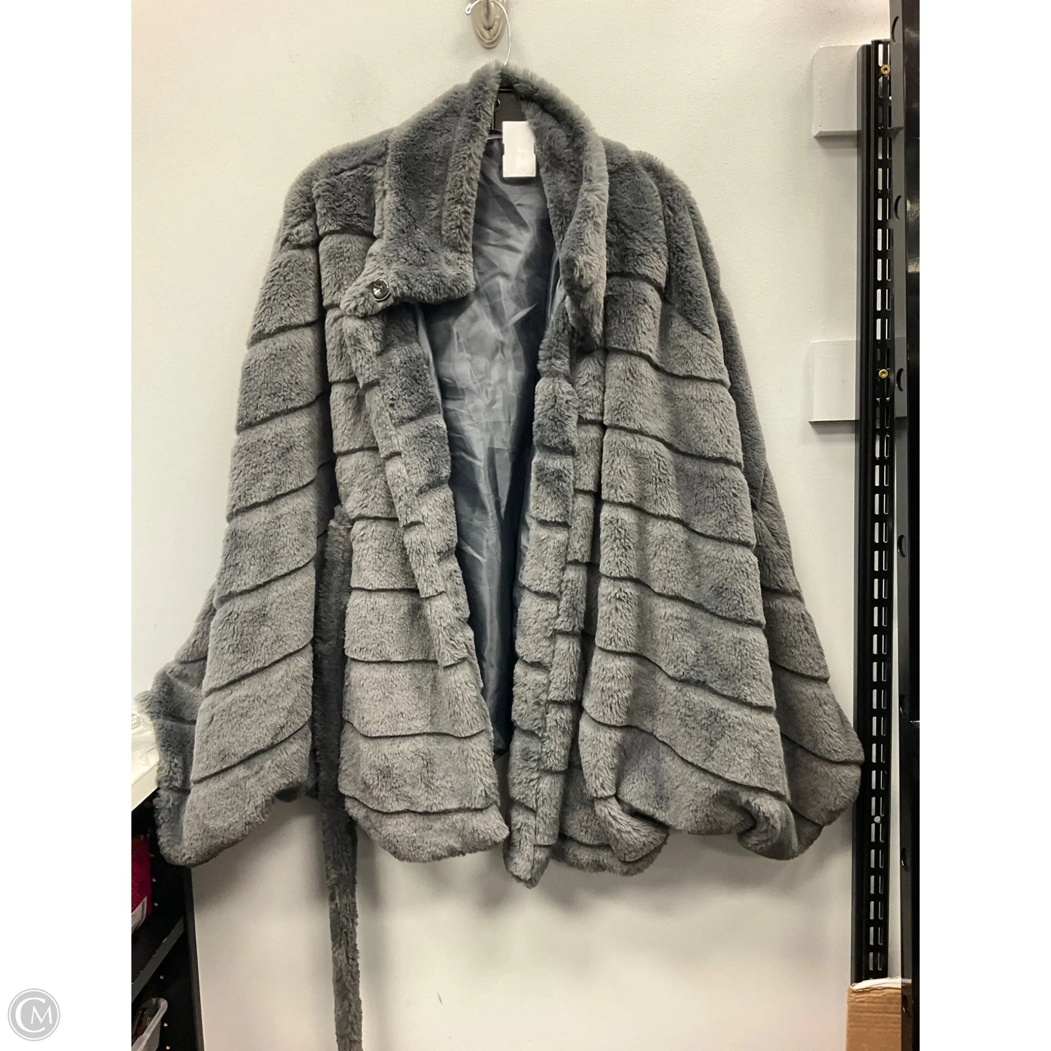 Jacket Faux Fur & Sherpa By Misslook In Grey, Size: L