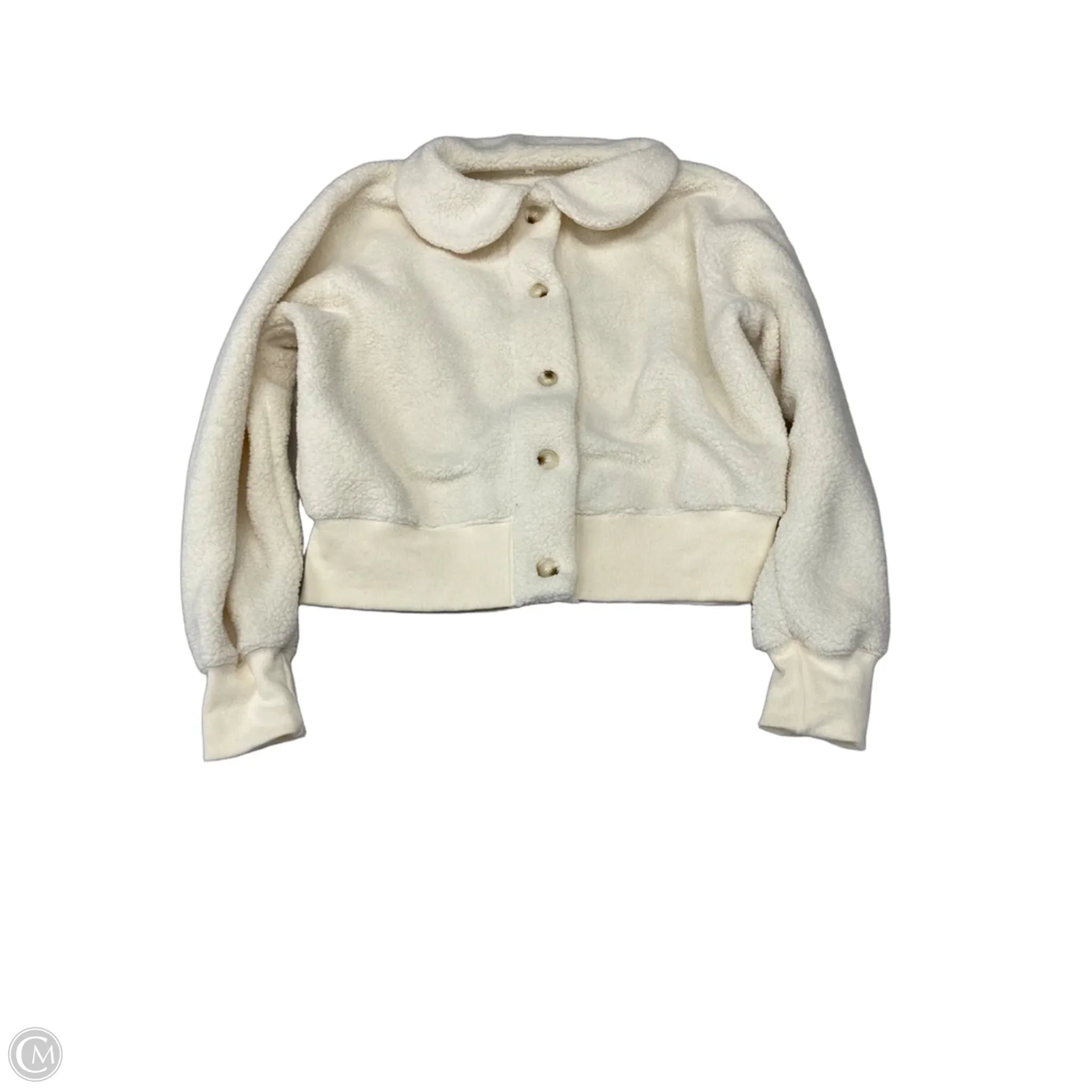 Jacket Fleece By Clothes Mentor In Ivory, Size: S
