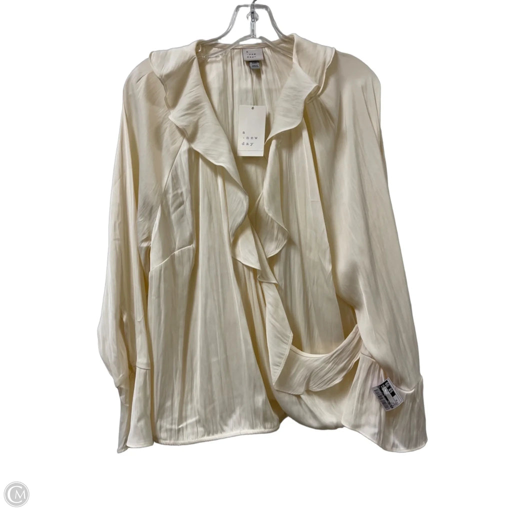 Top Long Sleeve By A New Day In Cream, Size: 1x