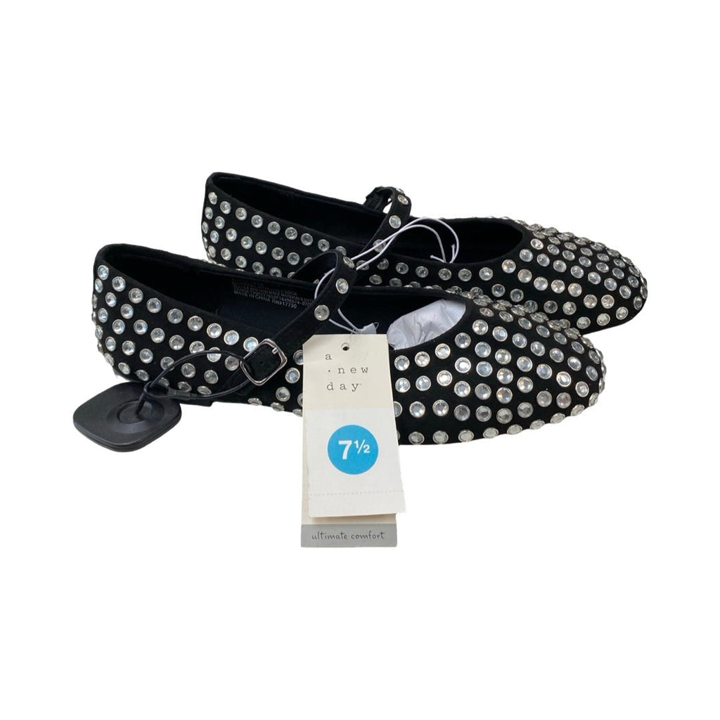 Shoes Flats By A New Day In Black & Silver, Size:7.5