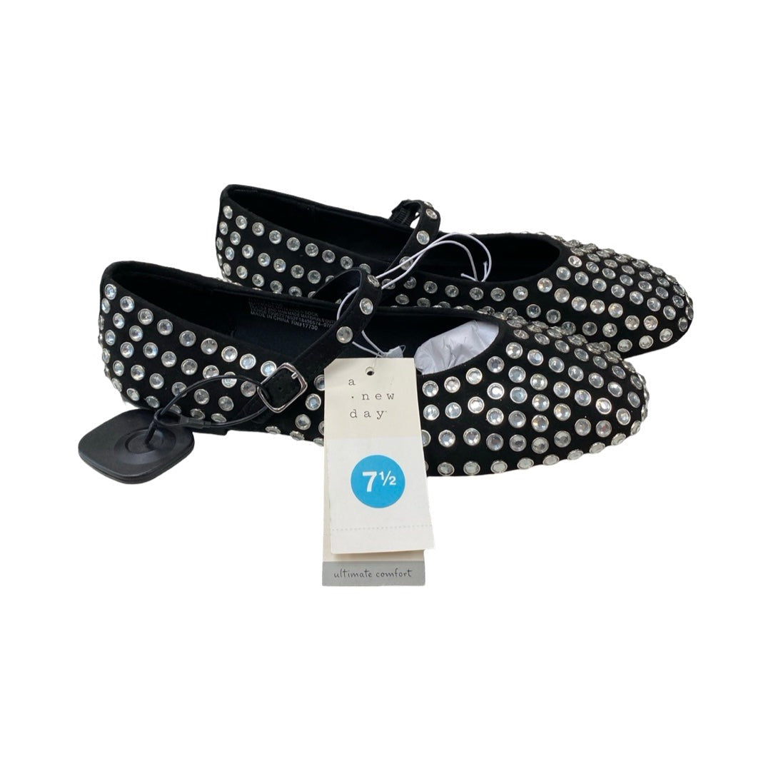 Shoes Flats By A New Day In Black & Silver, Size:7.5