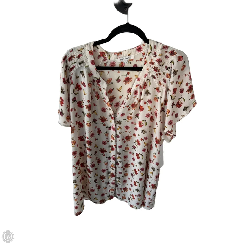 Top Short Sleeve By Rose And Olive In Cream & Red, Size: 3x