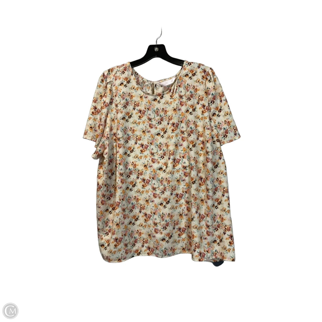 Top Short Sleeve By Lc Lauren Conrad In Floral Print, Size: 2x