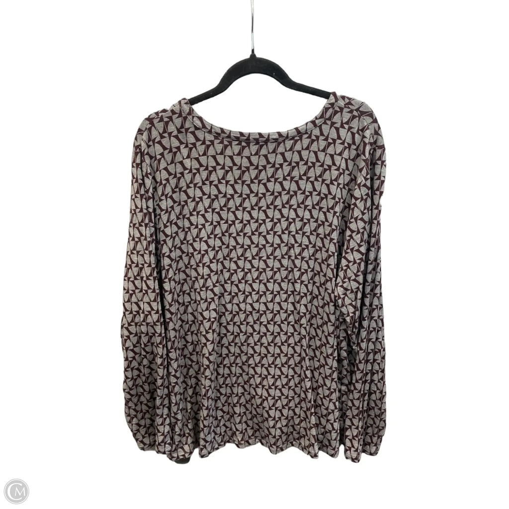 Top Long Sleeve By Liz Claiborne In Grey & Purple, Size: 2x